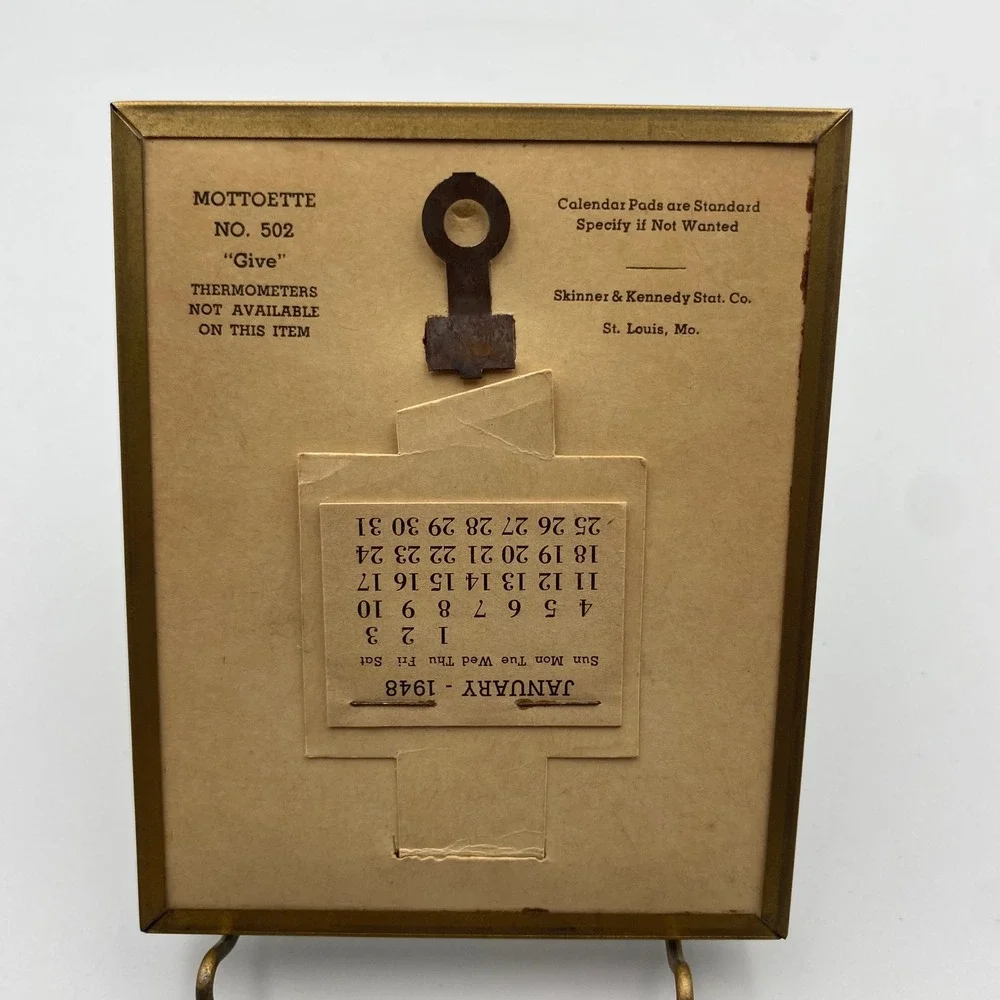 Vintage 1948 Mottoette Advertising Framed‎ Calendar Shakespeare Quote Gold